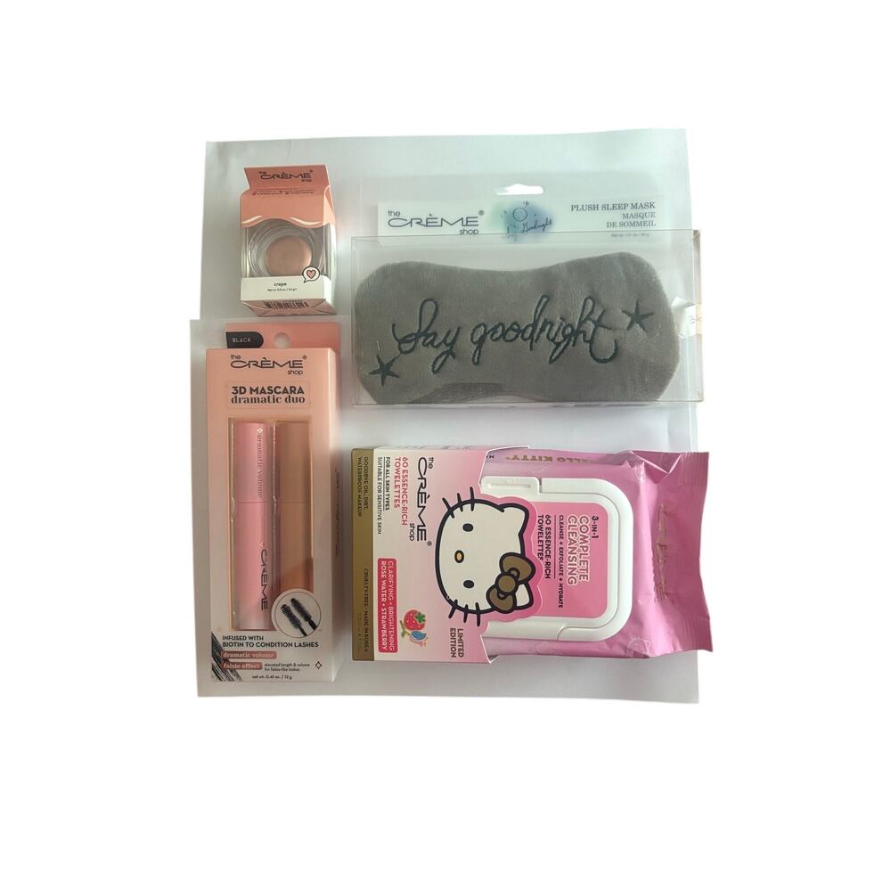 NWT the creme shop bundle - mascara, eye shadow cream, eye mask and face wipes